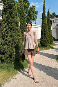 French Affair Pleat Blouse Grey