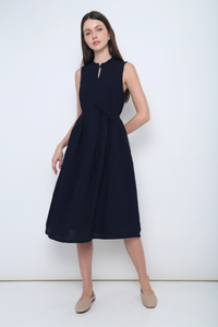 Freya Collared Midi Dress Navy