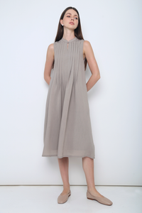 Freya Collared Midi Dress Taupe