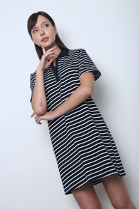 Game On Stripe Polo Dress Navy