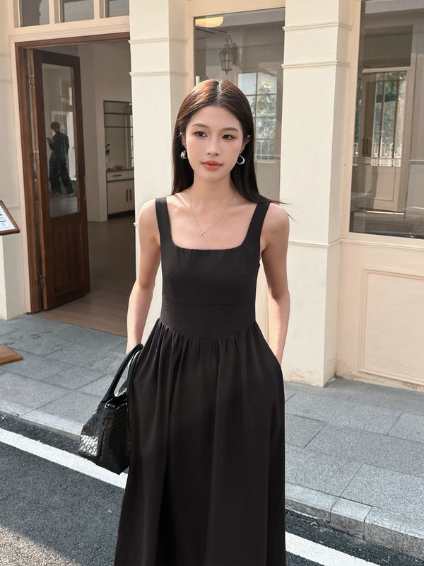 Georgia Square Neck Midaxi Dress Black