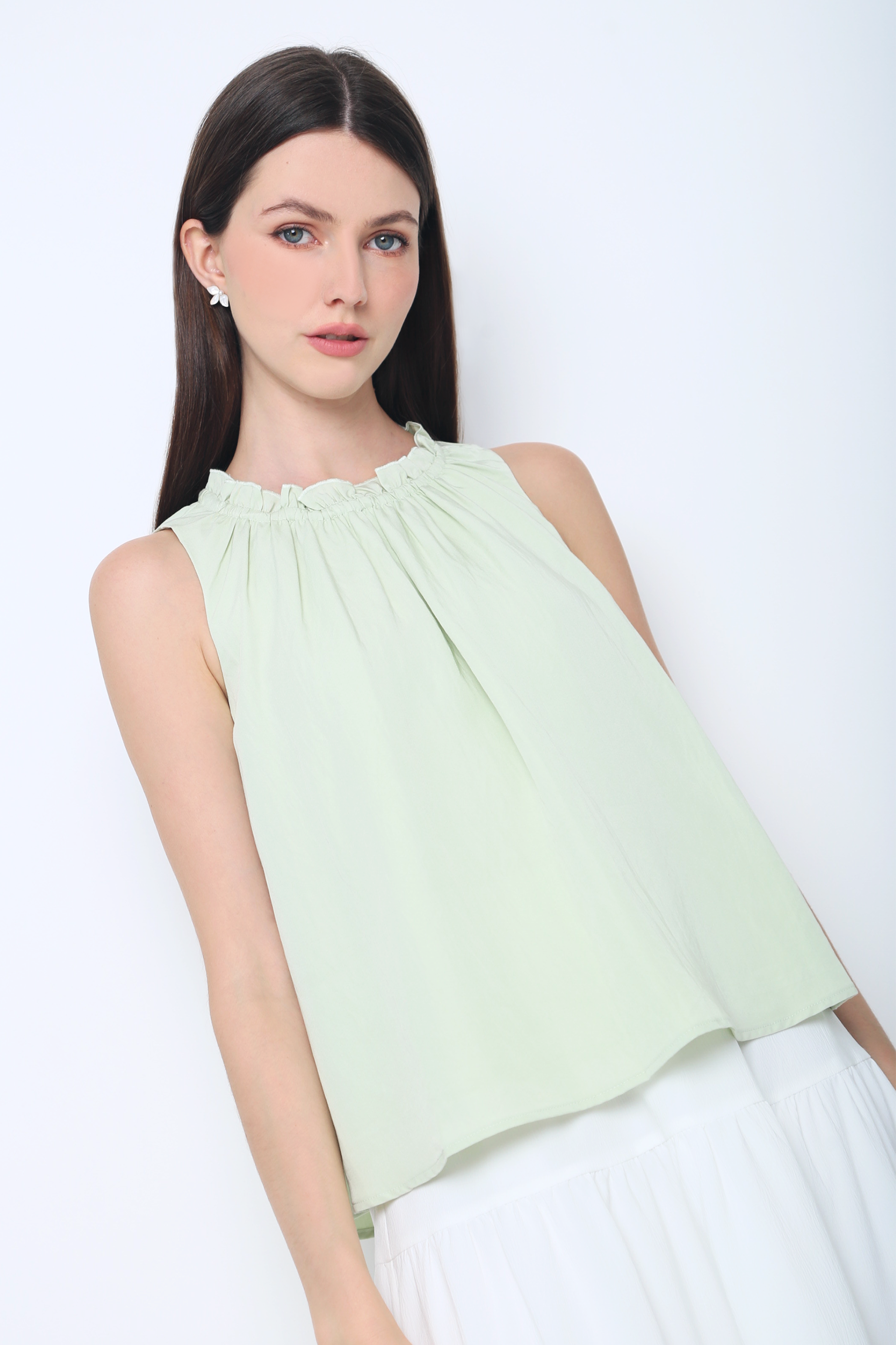 Graceous Ruffles Blouse Sage