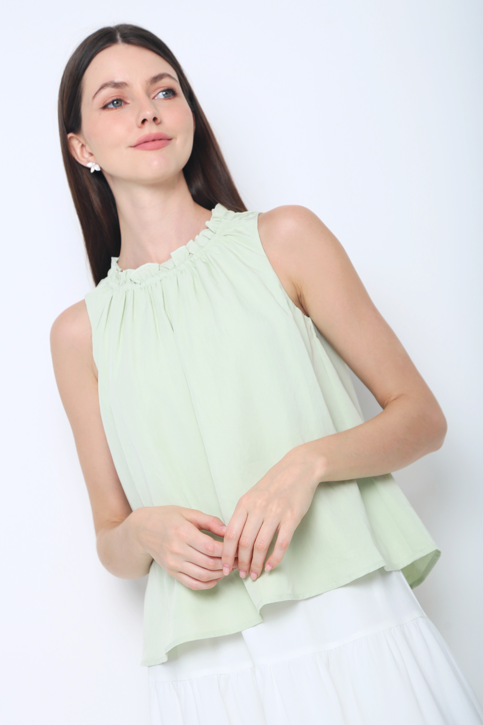 Graceous Ruffles Blouse Sage