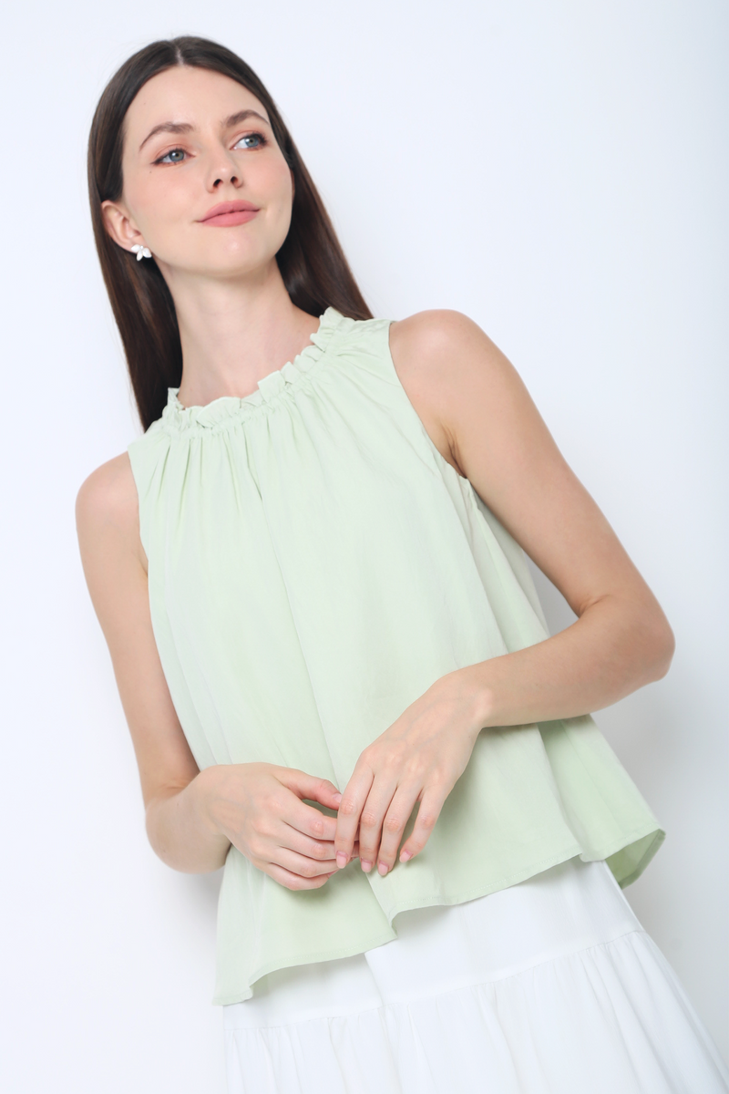 Graceous Ruffles Blouse Sage