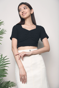 Gwen Textured Cropped Top Black