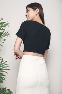 Gwen Textured Cropped Top Black
