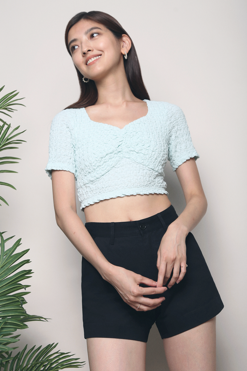 Gwen Textured Cropped Top Sky