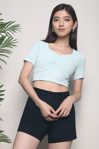 Gwen Textured Cropped Top Sky