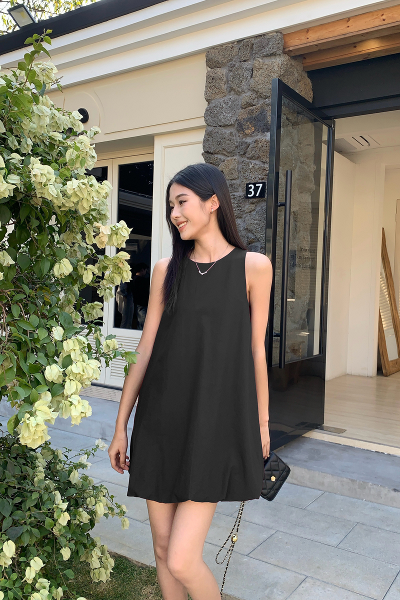 Hara Sleeveless Bubble Dress Black (Preorder)