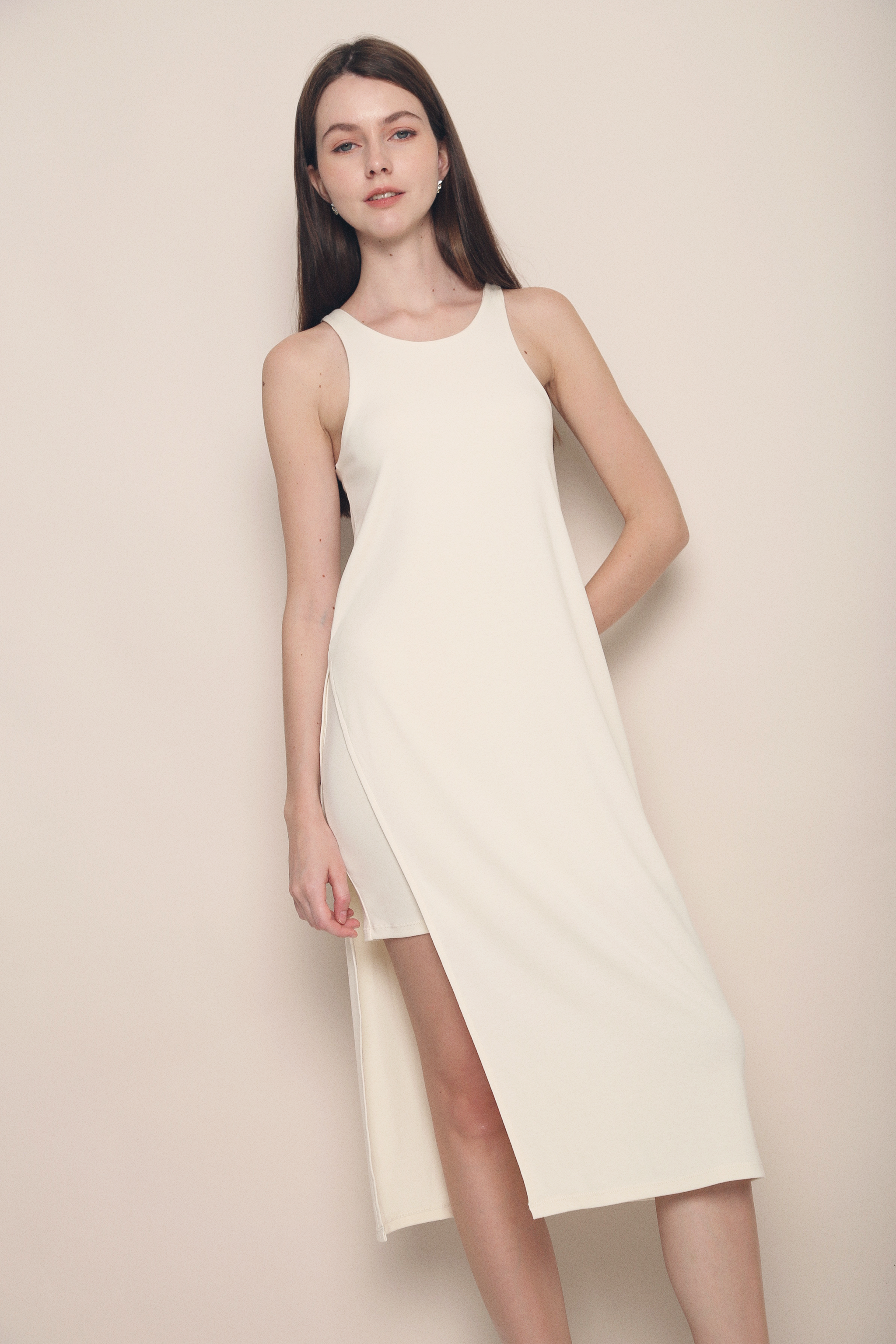 Heida Asymmetrical Dress Cream Hollyhoque Heida Asymmetrical Dress Cream Hollyhoque