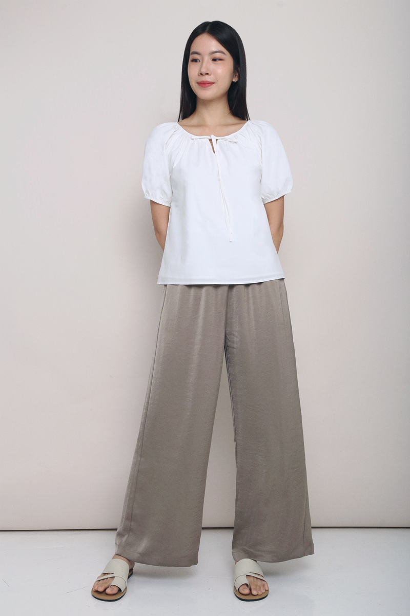 Heirloom Puffed Sleeves Blouse White