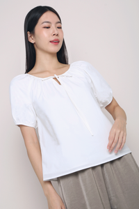 Heirloom Puffed Sleeves Blouse White