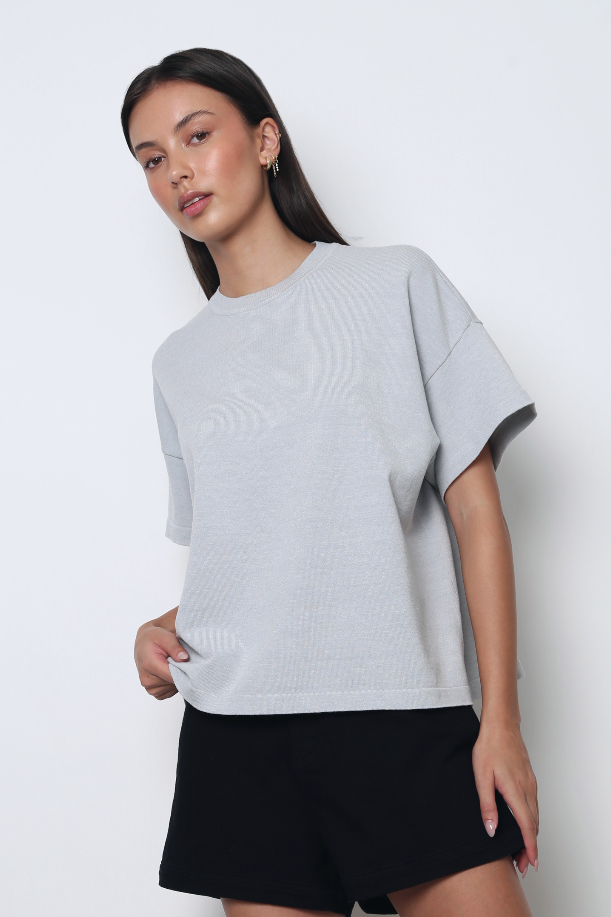 Heritage Crew Neck Knit Tee Ash Grey
