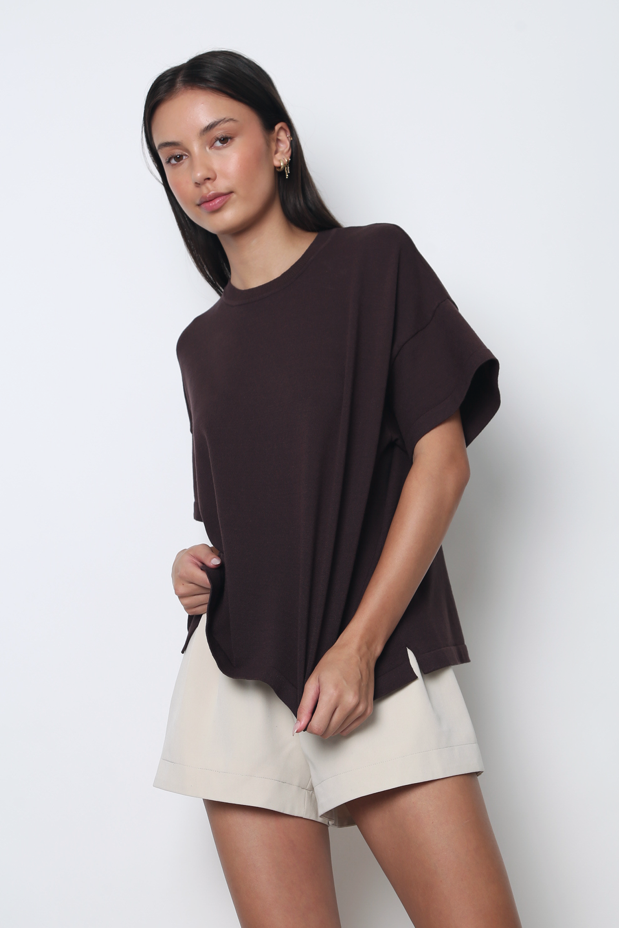 Heritage Crew Neck Knit Tee Chestnut Brown