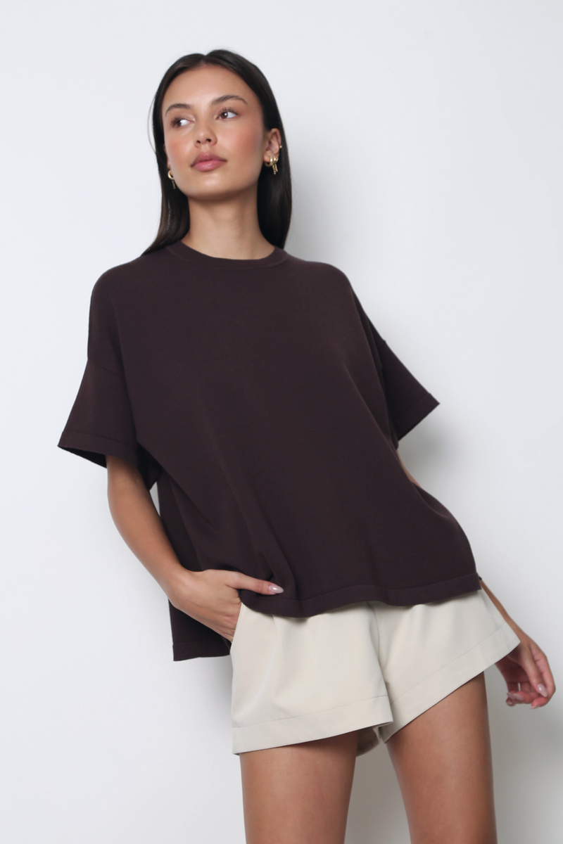 Heritage Crew Neck Knit Tee Chestnut Brown