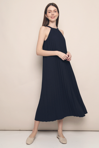 CNY Hope Pressed Pleat Midaxi Dress Midnight Navy