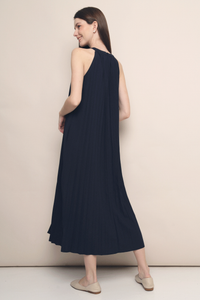 CNY Hope Pressed Pleat Midaxi Dress Midnight Navy