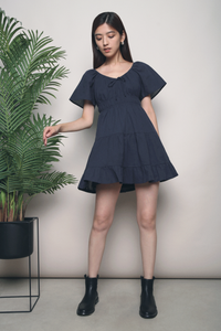 Kimberley Ruche Mini Dress Navy