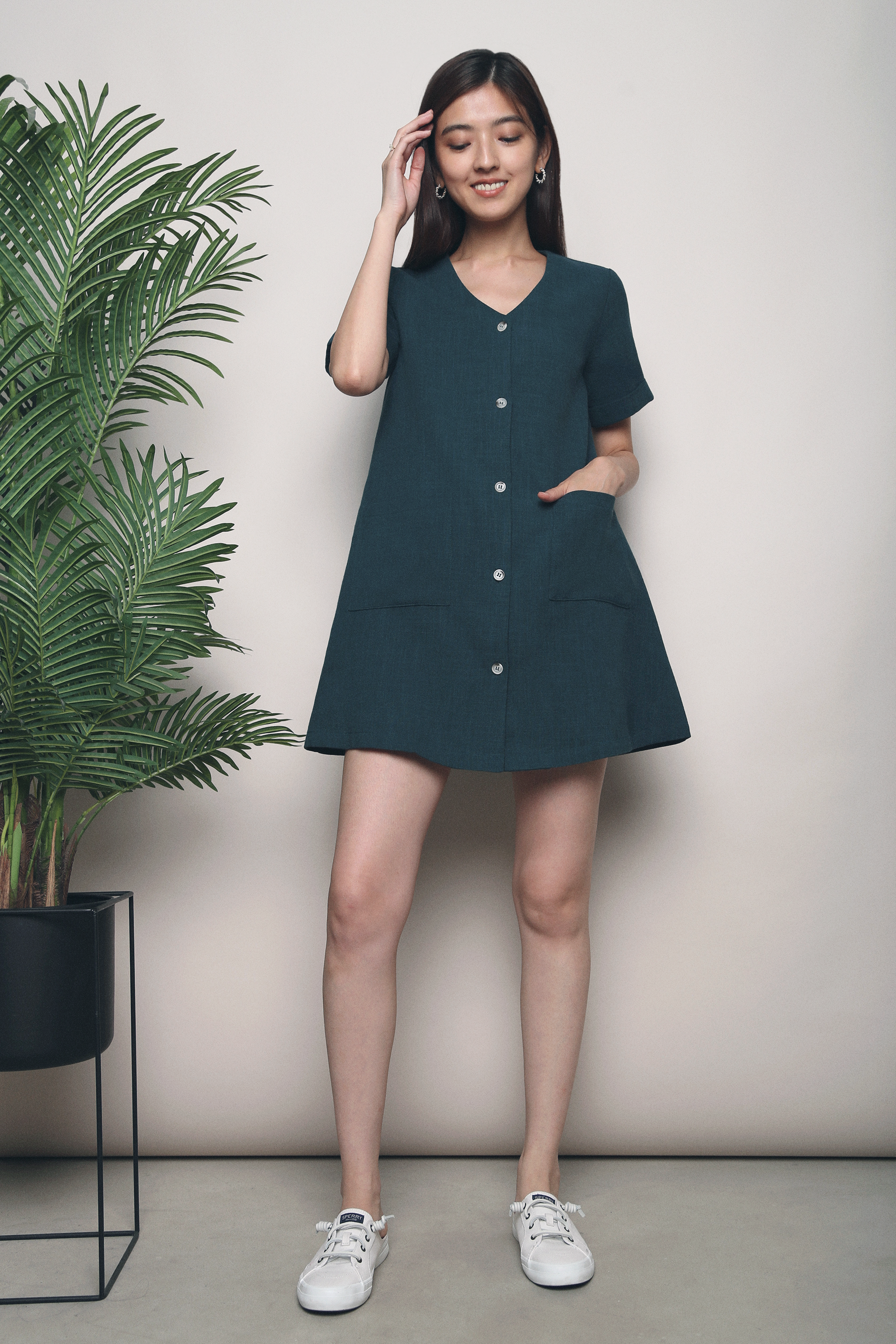 Liem Pocket Shift Dress Emerald