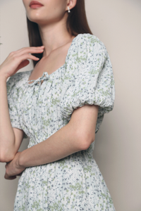 Irene Dainty Floral Midi Dress Green