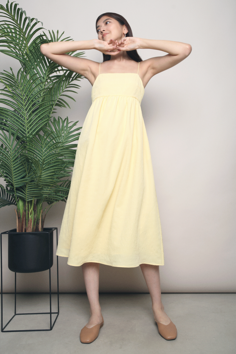 Yale Strappy Midi Dress Yellow