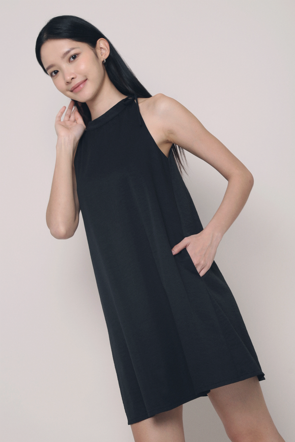 Sui Band Collar Dress Black