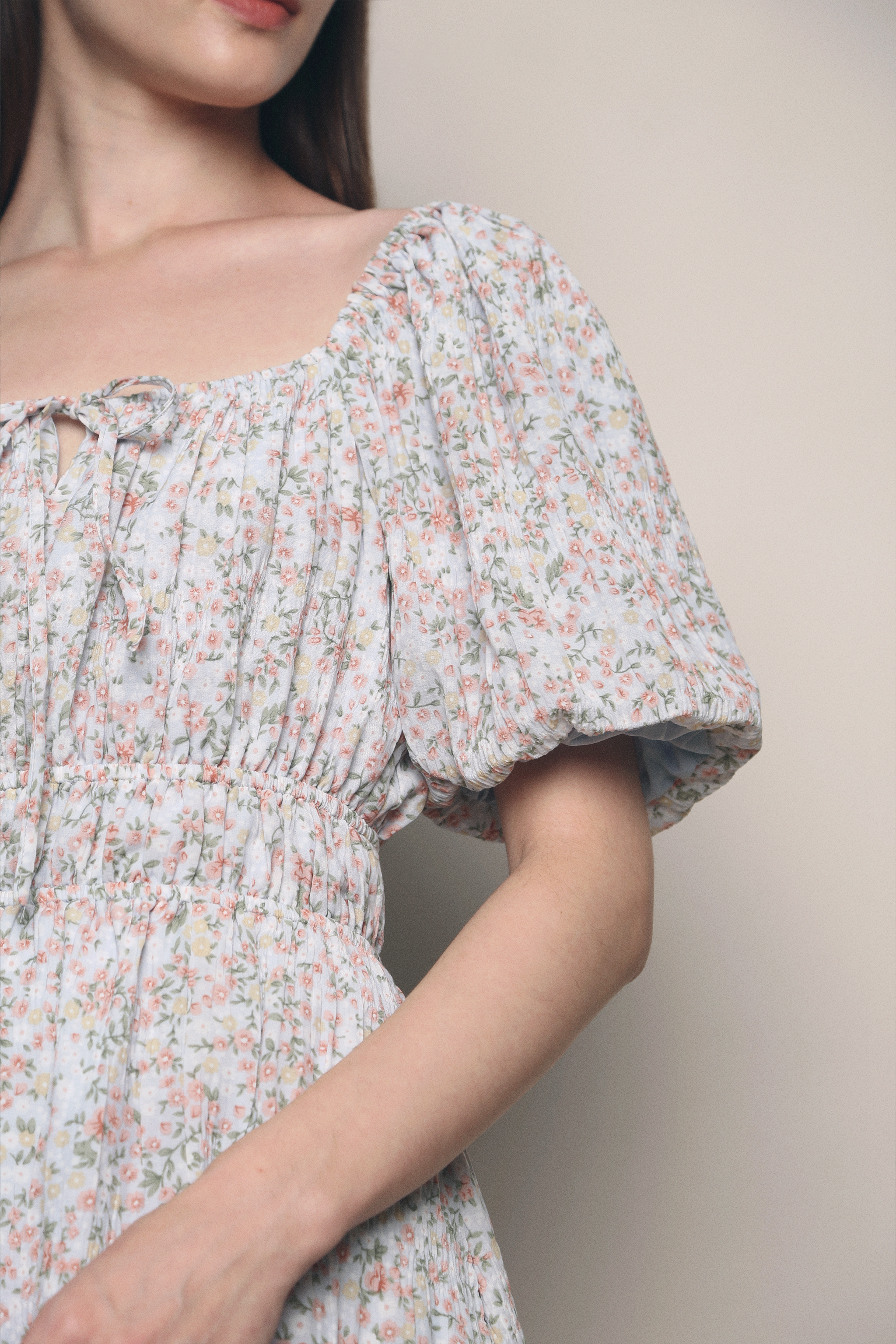 Irene Dainty Floral Midi Dress Pink