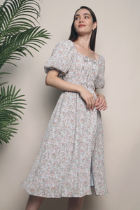 Irene Dainty Floral Midi Dress Pink