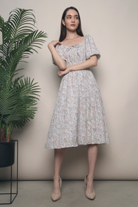 Irene Dainty Floral Midi Dress Pink