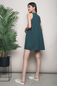 Nicola Pleat Dress Emerald
