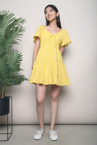 Kimberley Ruche Mini Dress Sunshine
