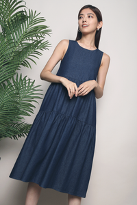 Xana Tier Denim Dress Dark Denim