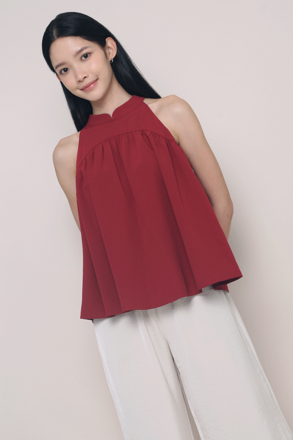 Eleanor Babydoll Top Burgundy