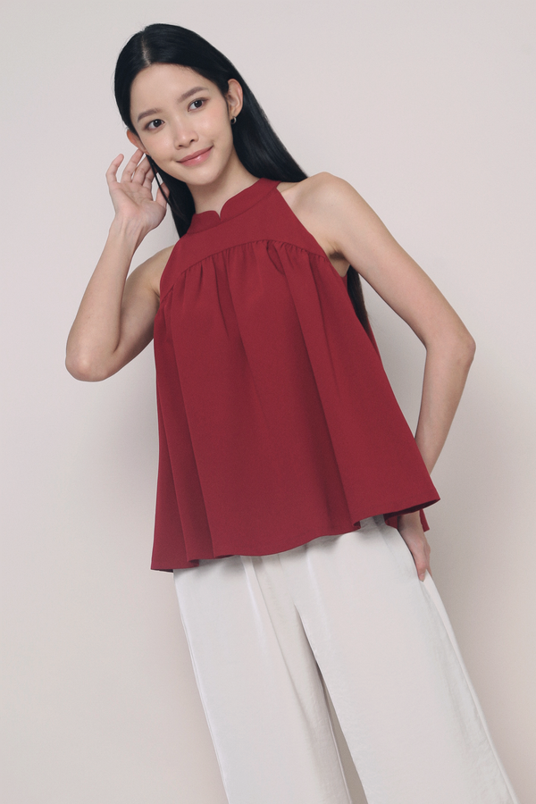 Eleanor Babydoll Top Burgundy
