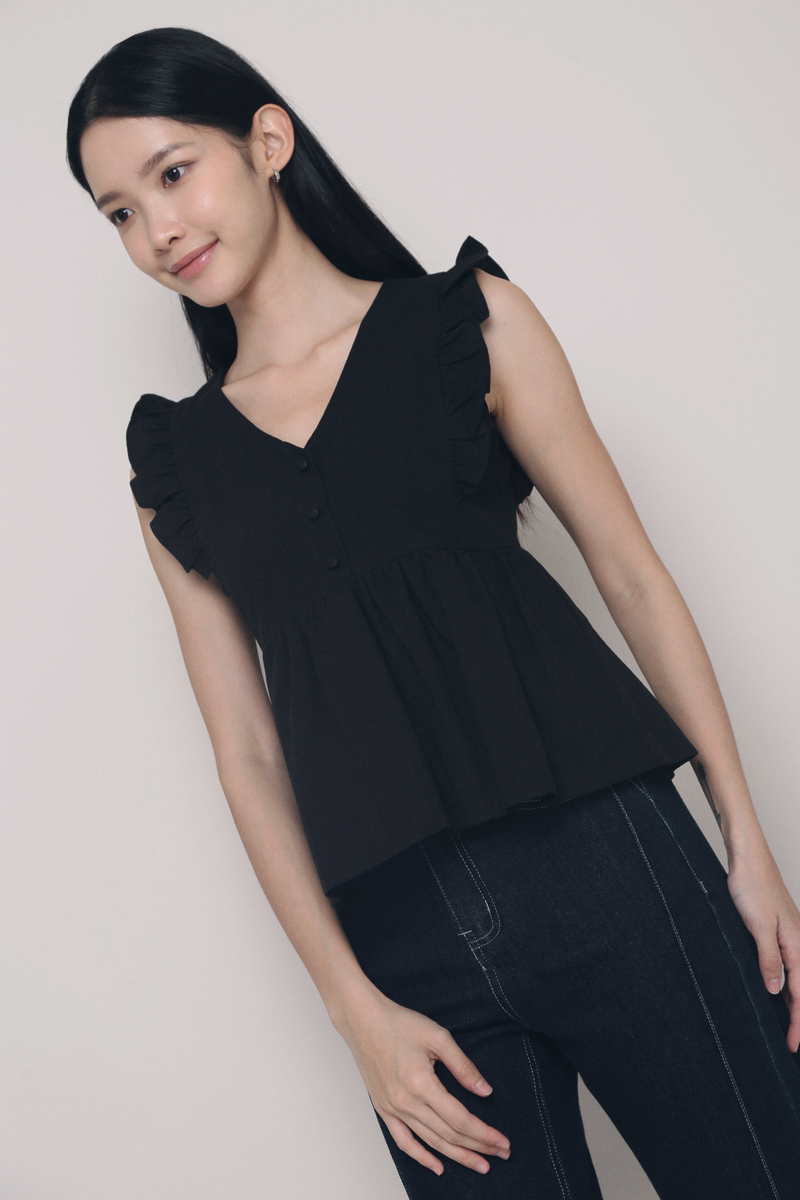 Hampton Flutter Top Black