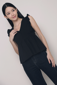 Hampton Flutter Top Black