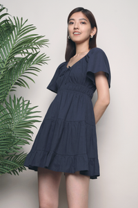 Kimberley Ruche Mini Dress Navy
