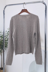 Kaela Cable Knit Cardigan Taupe (Preorder)