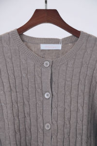 Kaela Cable Knit Cardigan Taupe (Preorder)