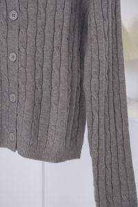 Kaela Cable Knit Cardigan Taupe (Preorder)