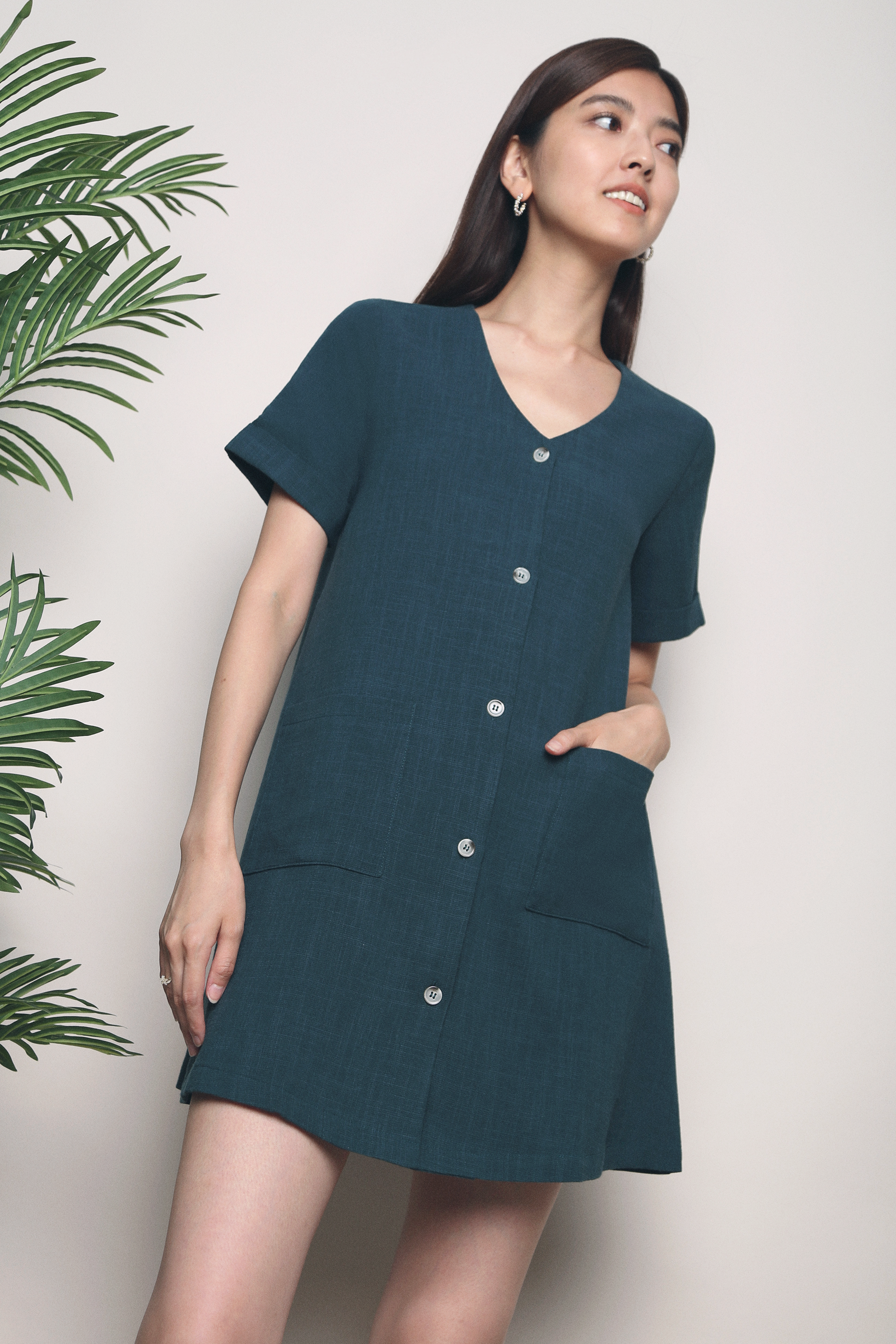 Liem Pocket Shift Dress Emerald