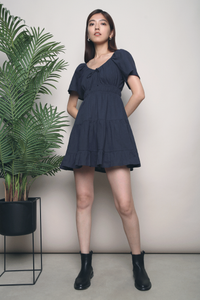 Kimberley Ruche Mini Dress Navy