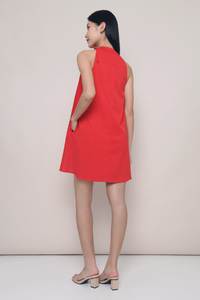 Sui Band Collar Dress Red
