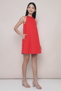 Sui Band Collar Dress Red
