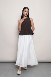 In Good Shape Peplum Top Brown