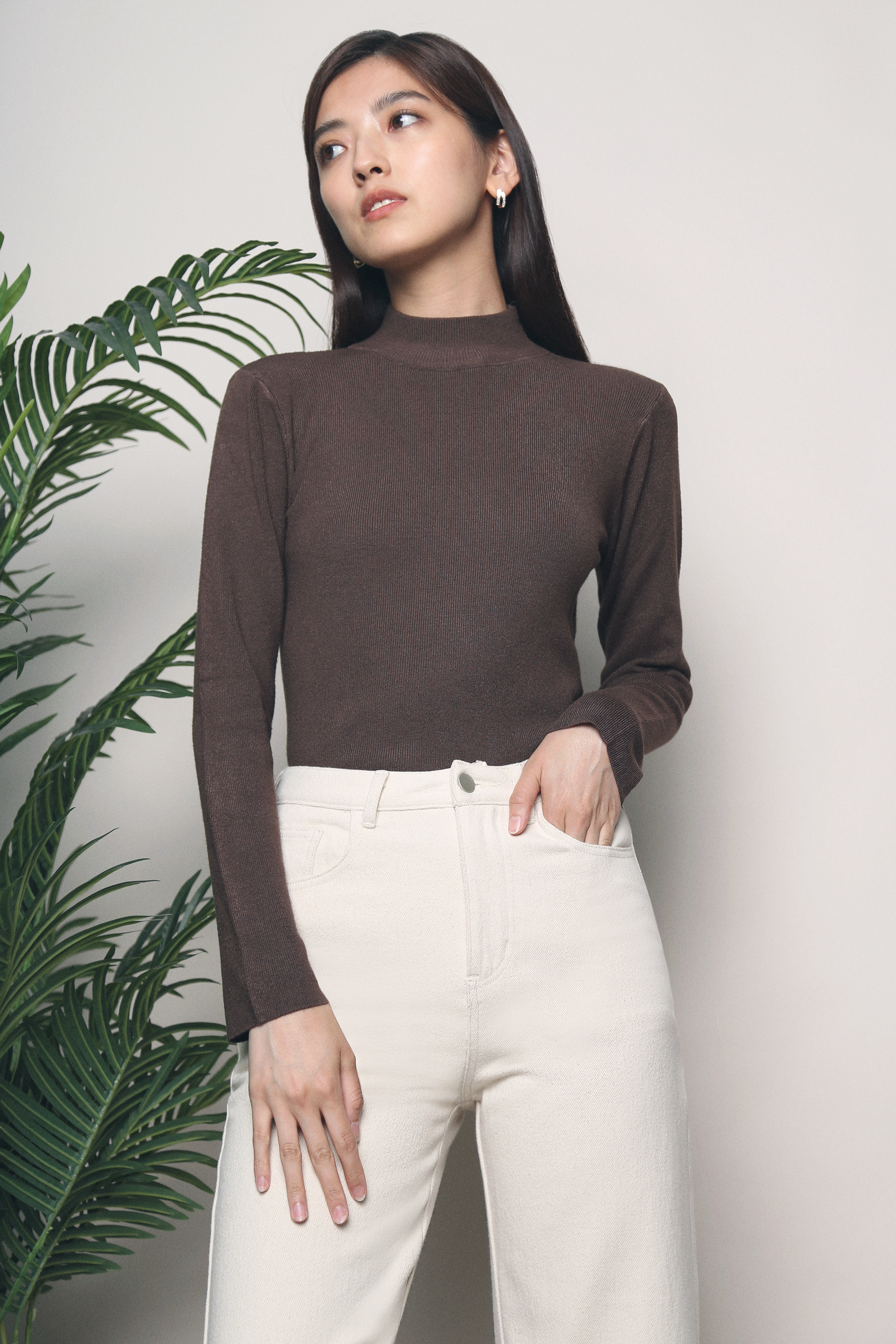 Luke Basic Knit Top Brown