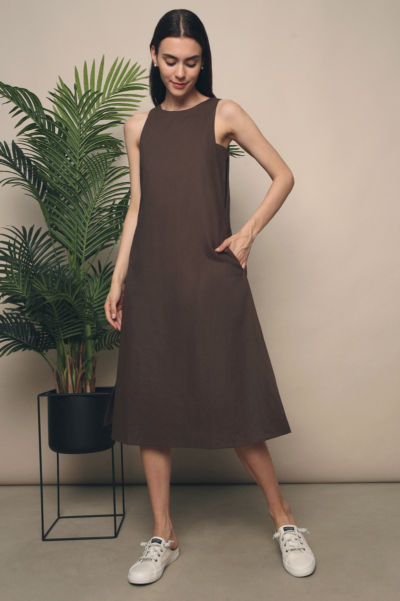 Mandala Racerfront Midi Dress Taupe (Restock)