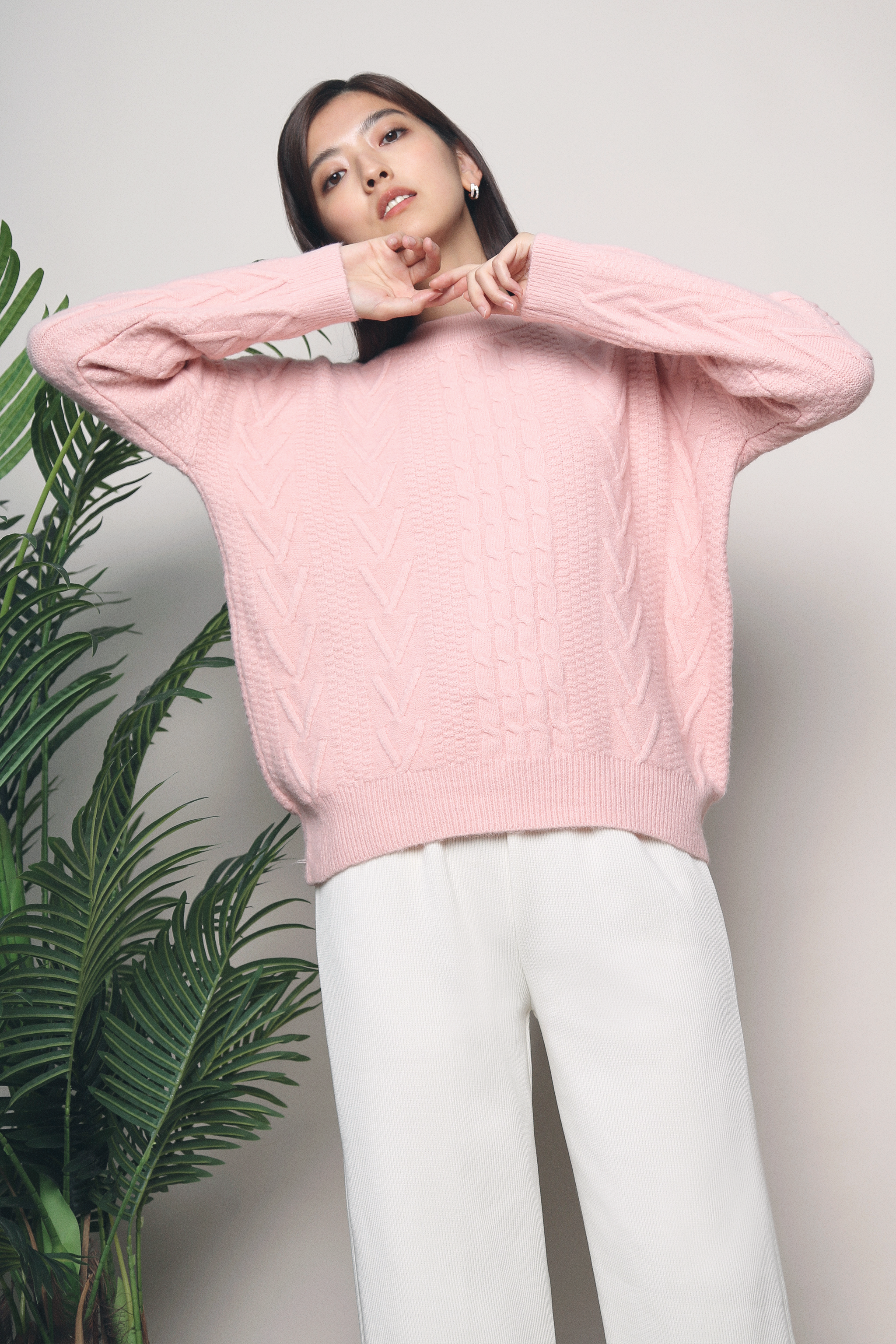Ariel Cable Knit Sweater Pink