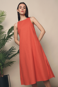 Mandala Racerfront Midi Dress Rust
