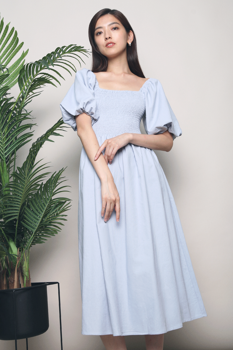 Tezza Linen Maxi Dress Powder Blue